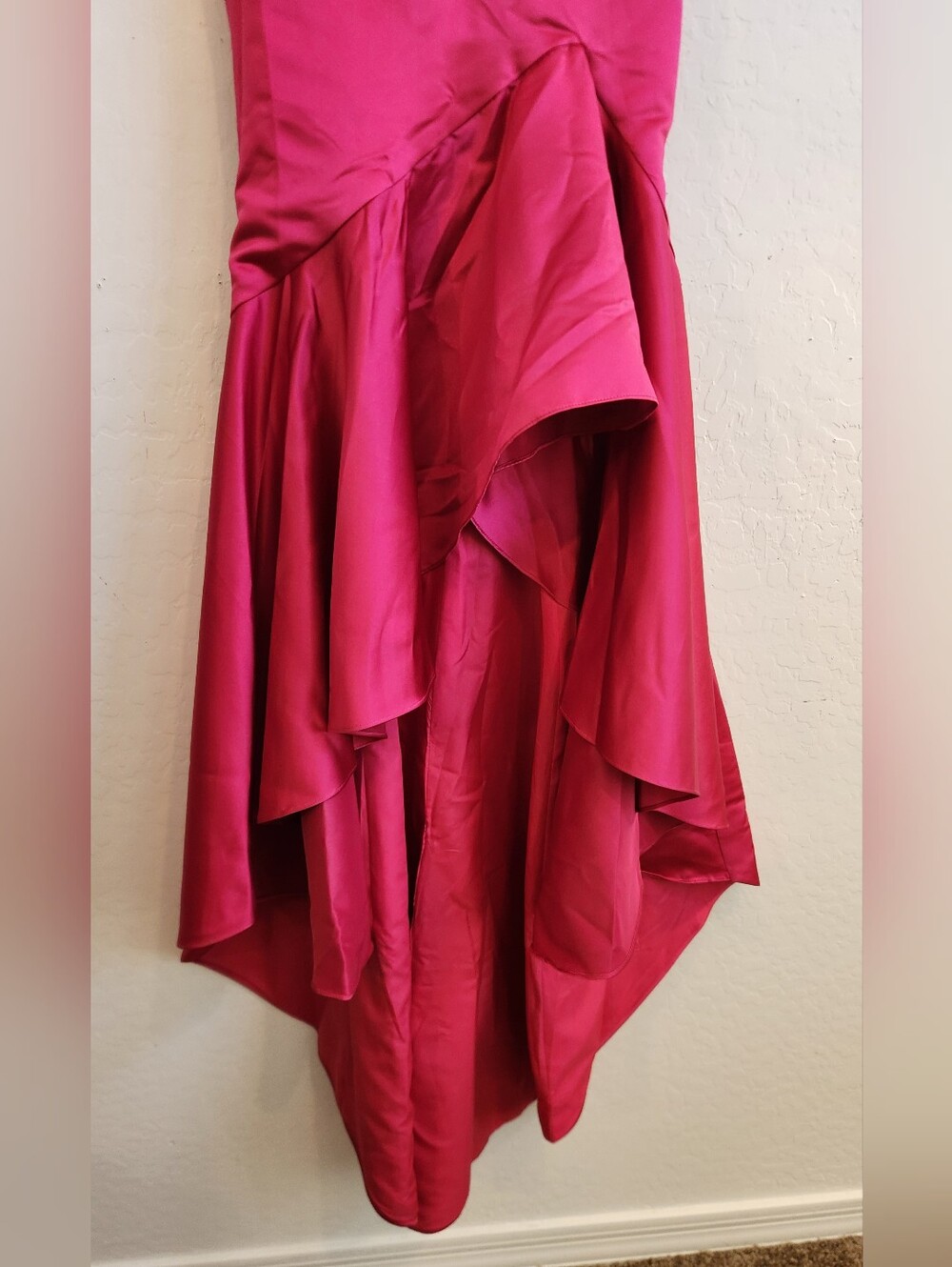 Fuchsia One-Shoulder Ruffle Mermaid Gown - Picture 2 of 10